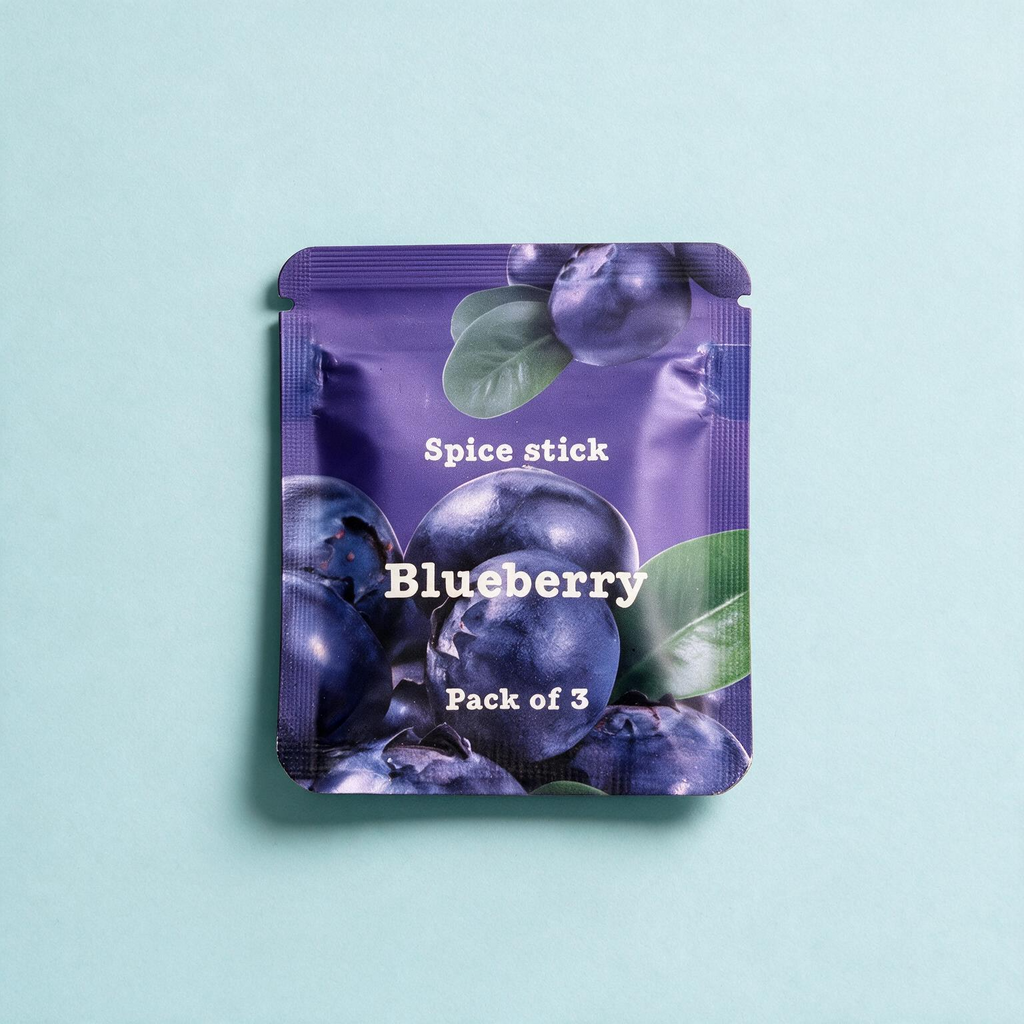 Verpackung QuitAir Spice Stick Blueberry – 3er-Pack, nikotin- und tabakfrei