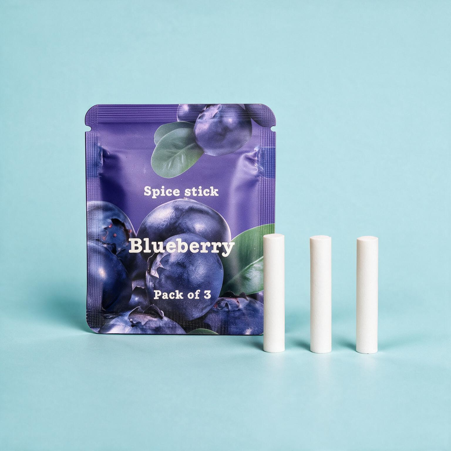 QuitAir Blueberry Verpackung mit drei einzelnen Aroma-Kernen daneben