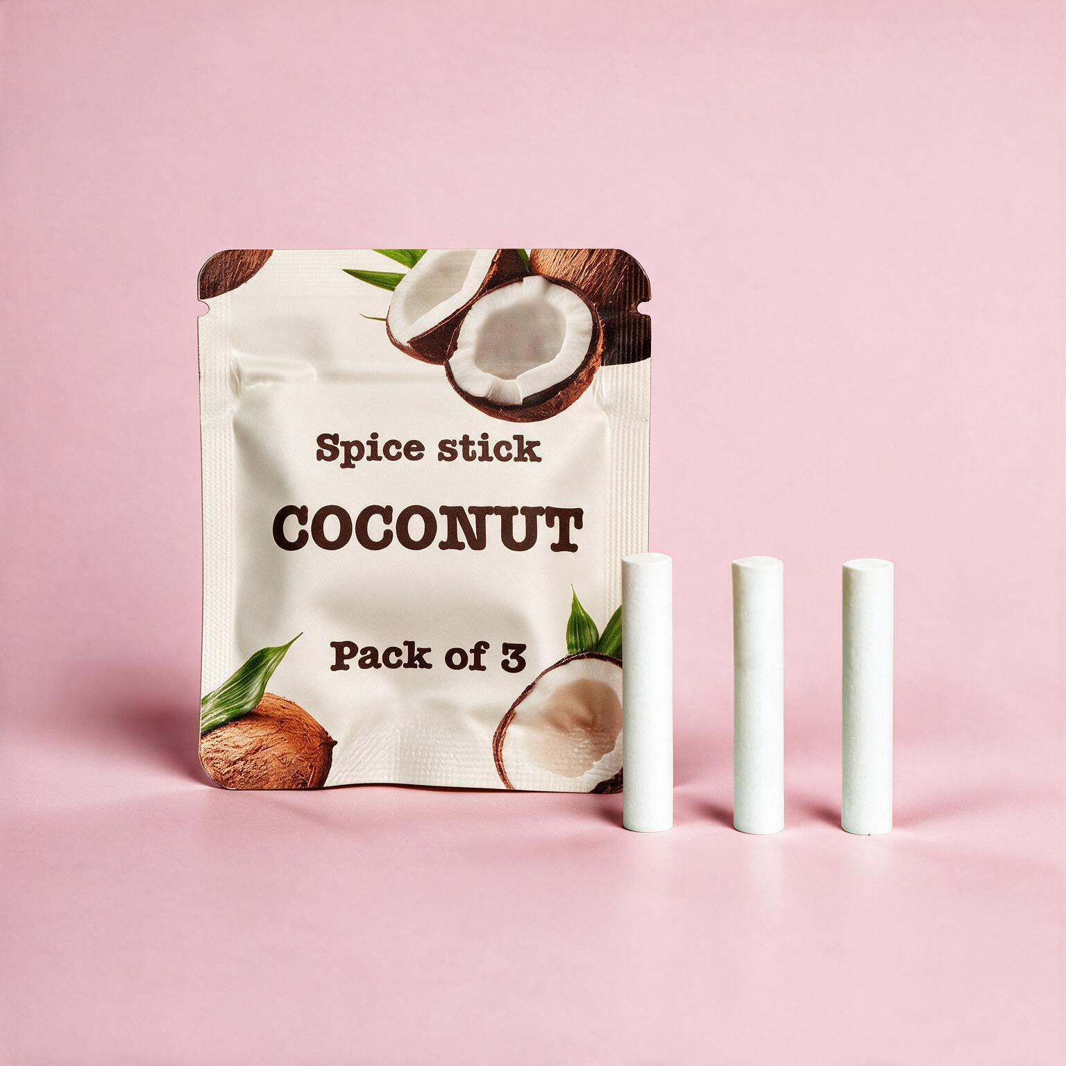 QuitAir Coconut Verpackung mit drei einzelnen Aroma-Kernen daneben
