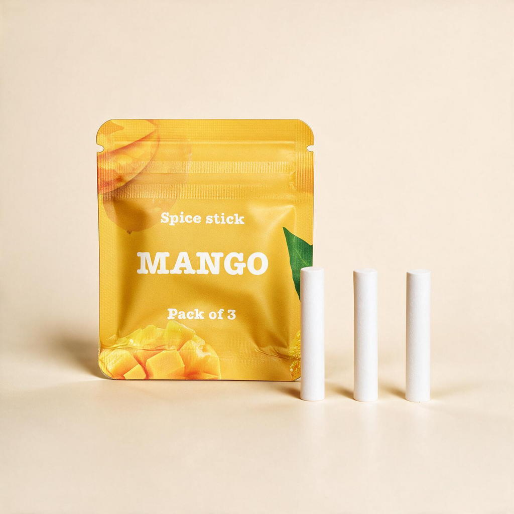QuitAir Mango Verpackung mit drei einzelnen Aroma-Kernen daneben