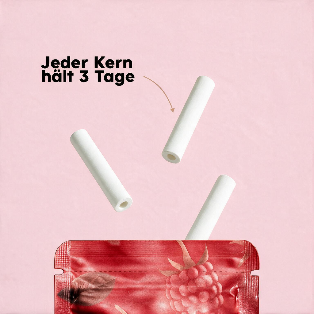 QuitAir Raspberry Aroma-Kerne – Hinweis: jeder Kern hält 3 Tage